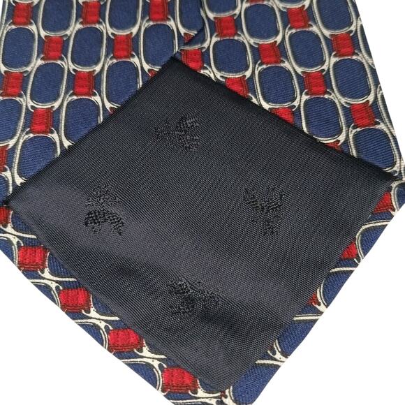 Brooks Brothers Makers Neck Tie Blue Red Geometric 60x3.5 - Picture 4 of 4